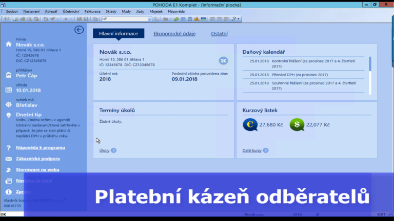 Zjištění platební kázně odběratelů v programu POHODA