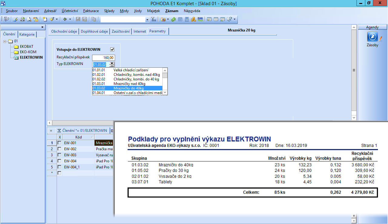 Podklady pro čtvrtletní výkazy ELEKTROWIN