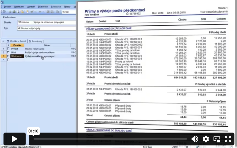 Předkontace v daňové evidenci programu POHODA