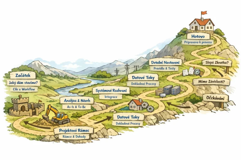 Časová osa bez dat jako „slepá mapa“ krajiny projektu