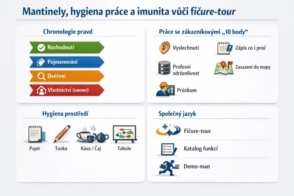 Mantinely, hygiena práce a imunita vůči fičure-tour